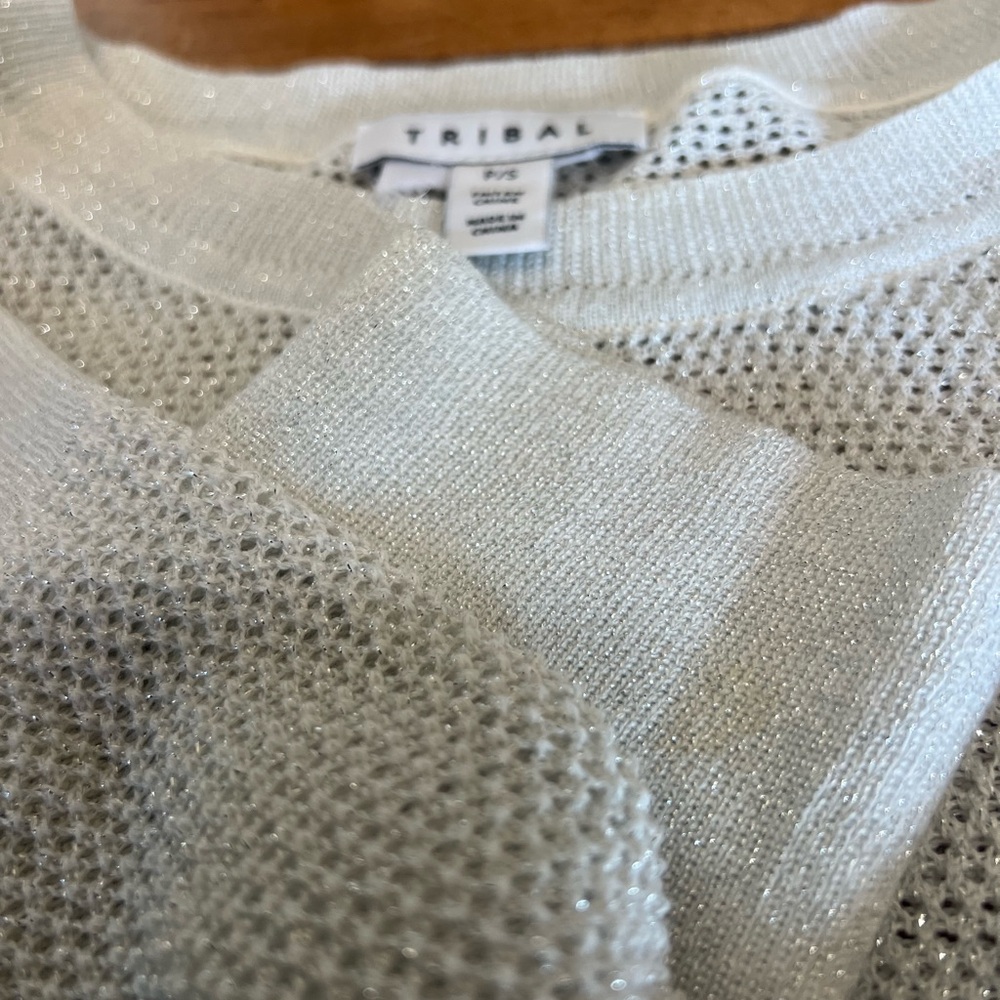 Tribal White Knit with silver sparkle Sweater